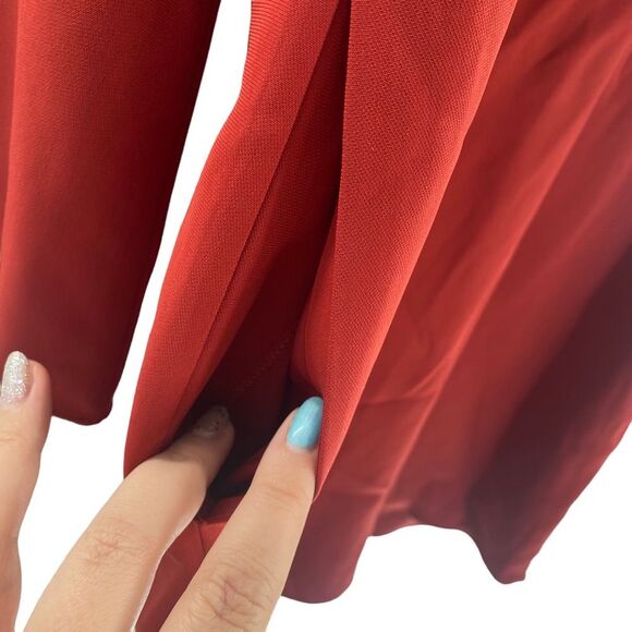 Theory Ulyssa Admiral Crepe Shift Dress Size S Brick Rust Red Bell Sleeve - Picture 5 of 12